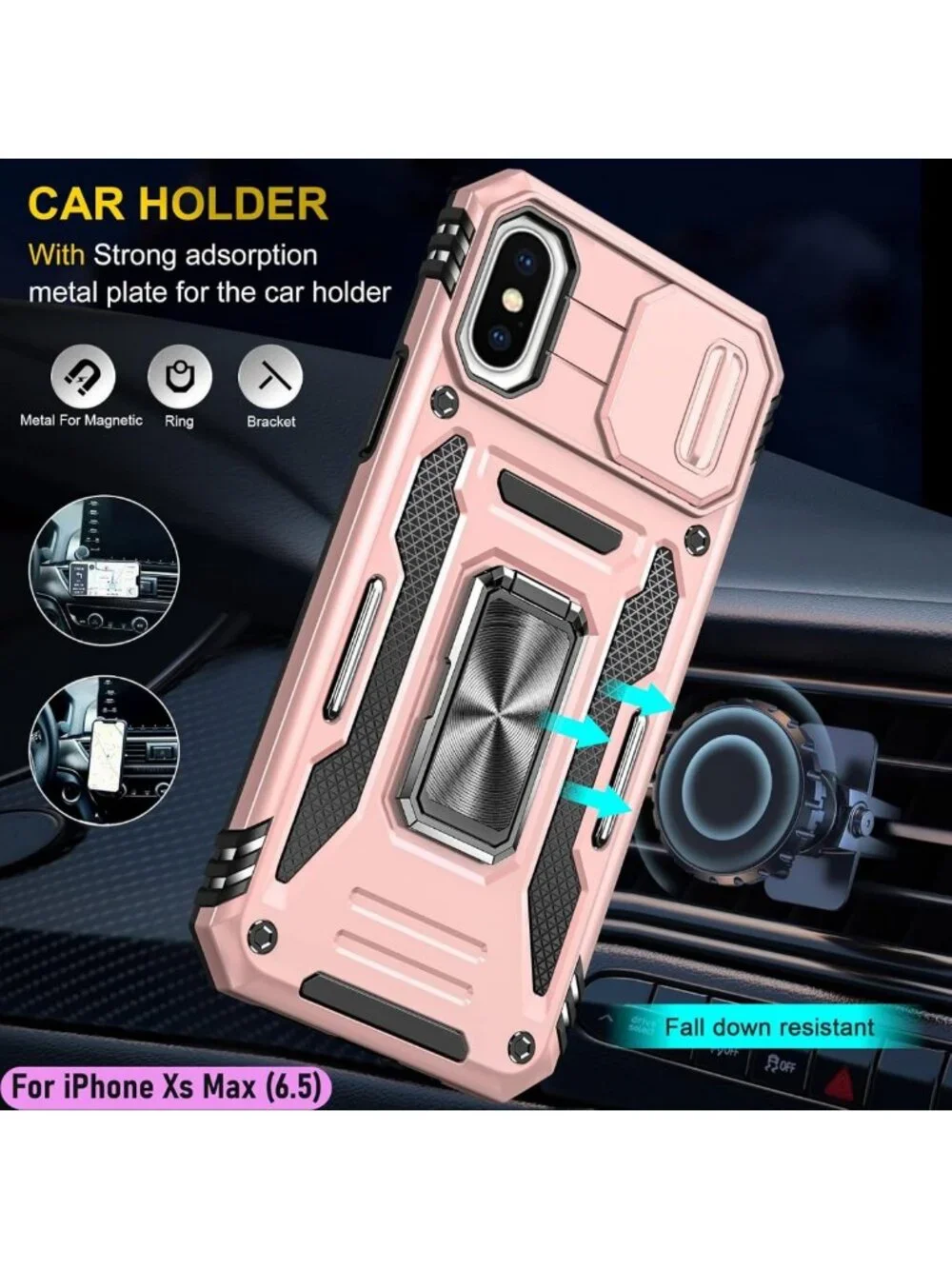 Heavy Duty iPhone Xs Max Case - Military Grade Dual Layer, Rubber Bumper, 360°